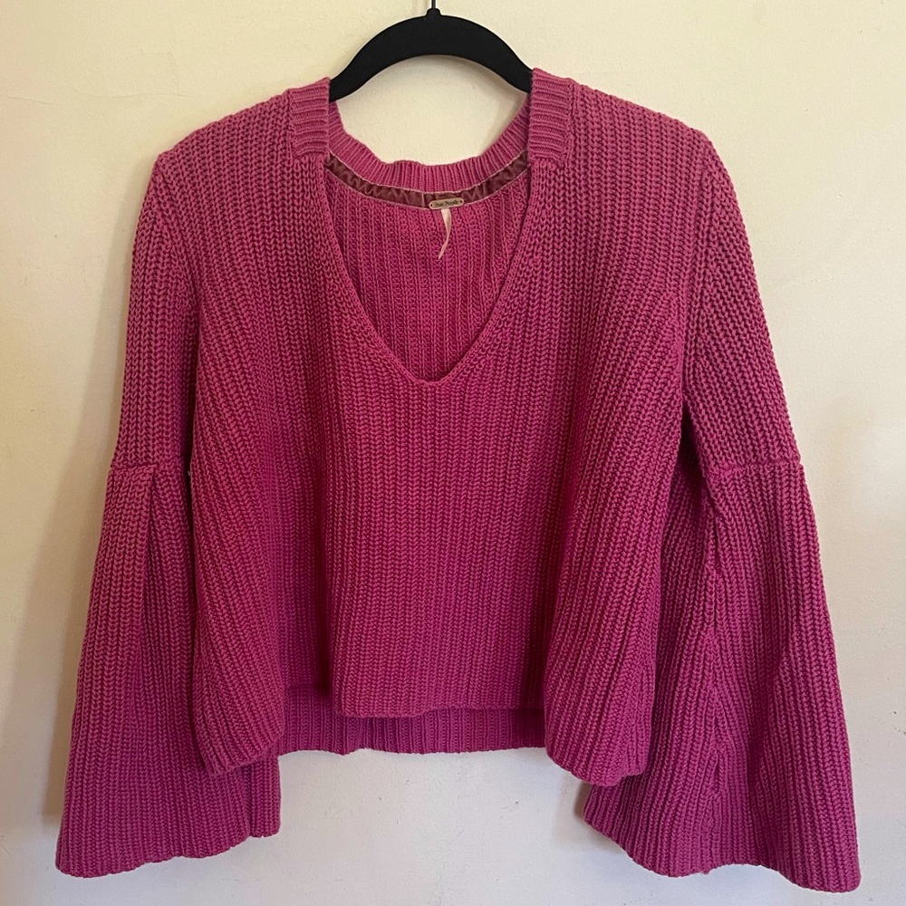 Free People bell sleeved crop sweater